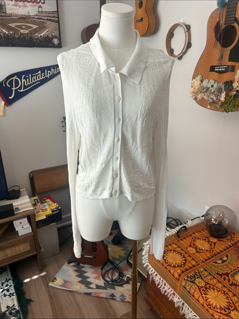 Willow and Wind Button Lightweight Collared Cardigan